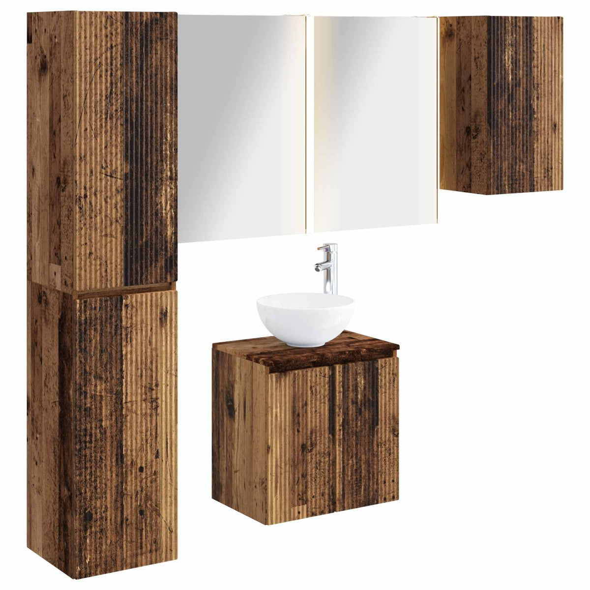 Set di Armadi da Bagno 5 pz Legno antico Legno ingegnerizzato