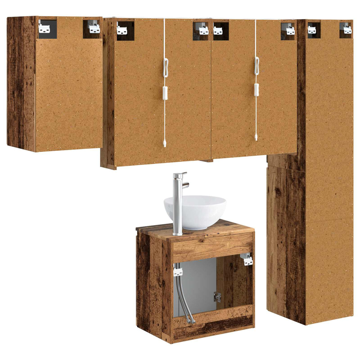 Set di Armadi da Bagno 5 pz Legno antico Legno ingegnerizzato | homemem39