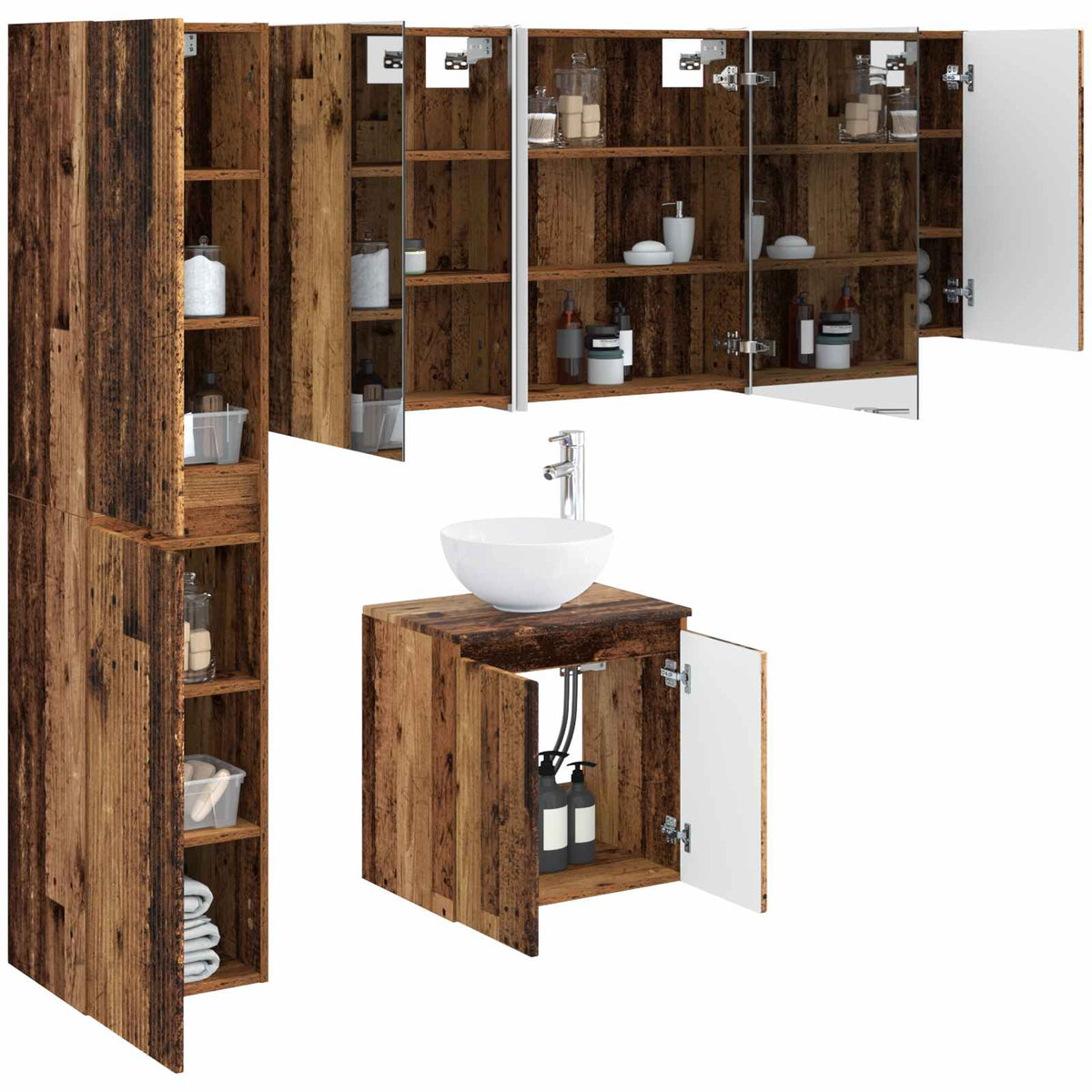 Set di Armadi da Bagno 5 pz Legno antico Legno ingegnerizzato | homemem39