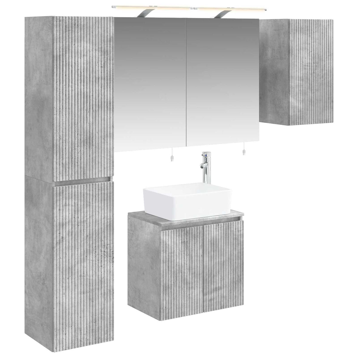 Set di Armadi da Bagno 5 pz Grigio Cemento Legno ingegnerizzato | homemem39