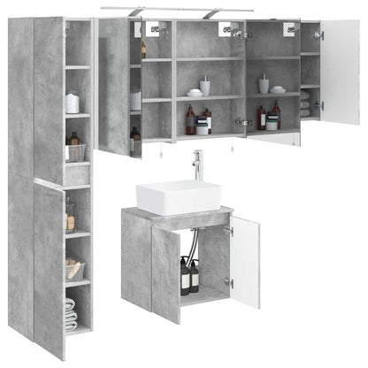 Set di Armadi da Bagno 5 pz Grigio Cemento Legno ingegnerizzato | homemem39