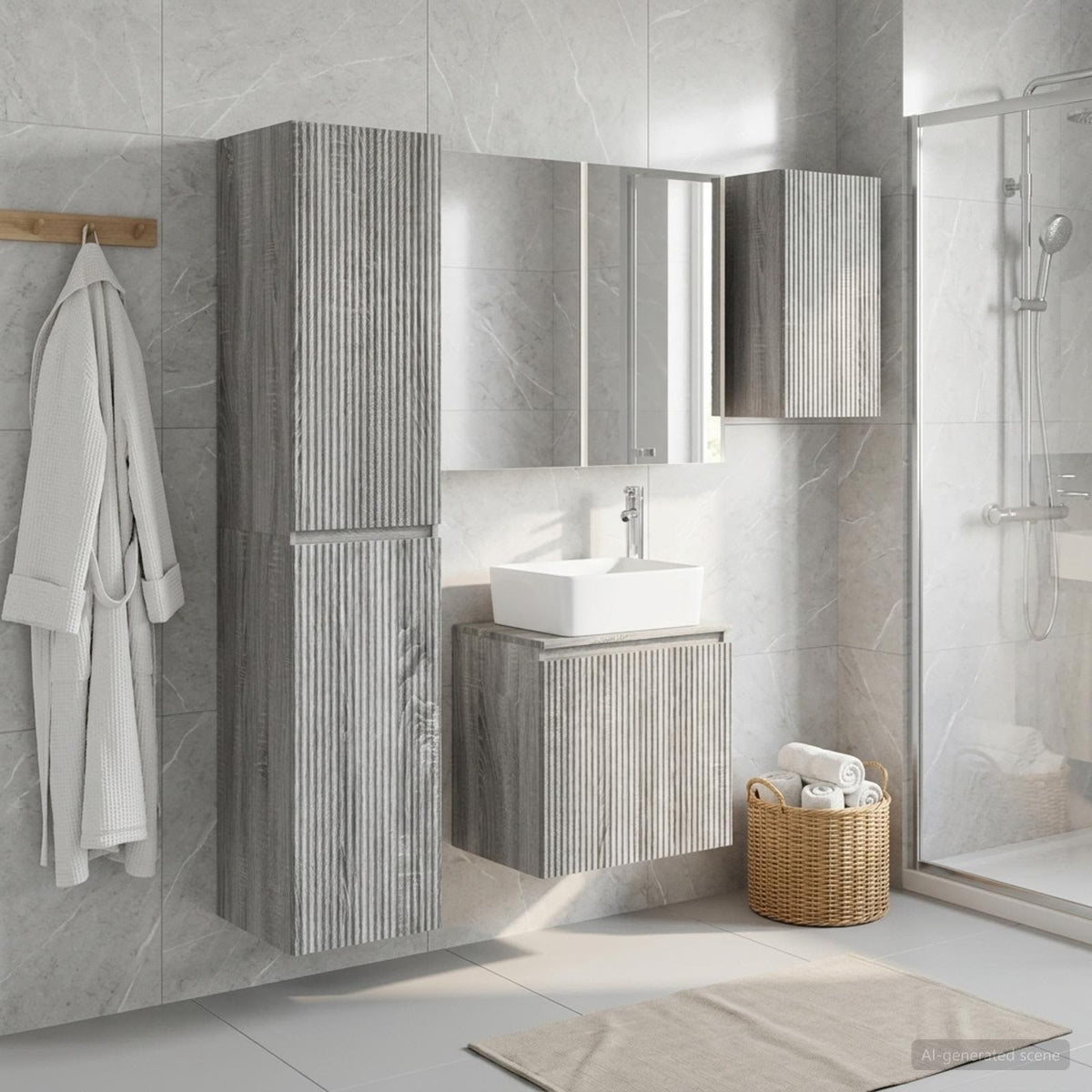Set di Armadi da Bagno 5 pz Sonoma grigio Legno ingegnerizzato | homemem39