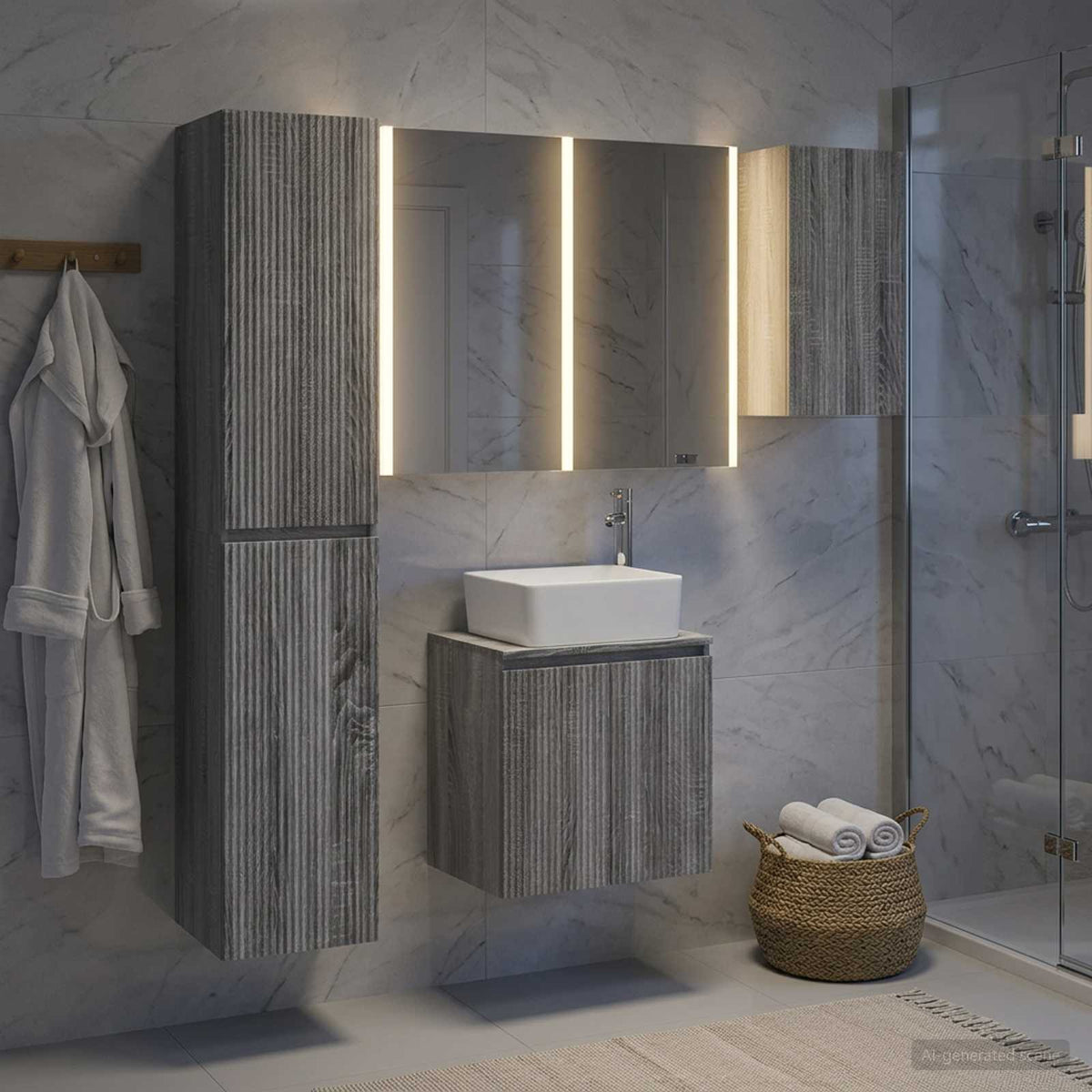 Set di Armadi da Bagno 5 pz Sonoma grigio Legno ingegnerizzato | homemem39