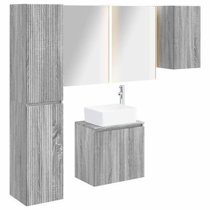 Set di Armadi da Bagno 5 pz Sonoma grigio Legno ingegnerizzato | homemem39