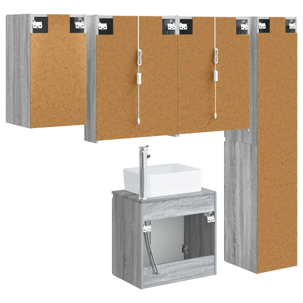Set di Armadi da Bagno 5 pz Sonoma grigio Legno ingegnerizzato | homemem39