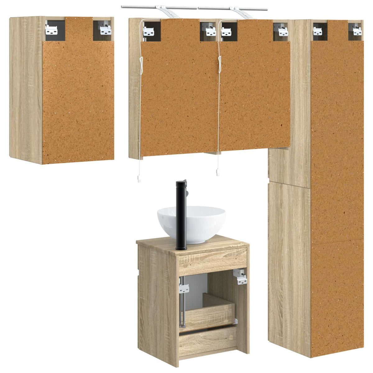Set di Armadi da Bagno 5 pz Rovere Sonoma Legno ingegnerizzato | homemem39