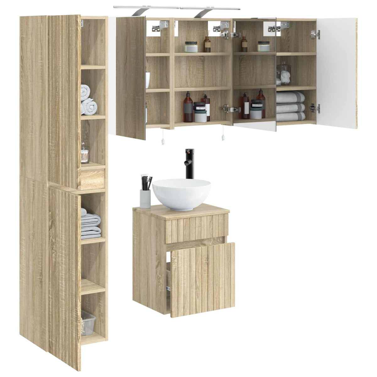 Set di Armadi da Bagno 5 pz Rovere Sonoma Legno ingegnerizzato | homemem39