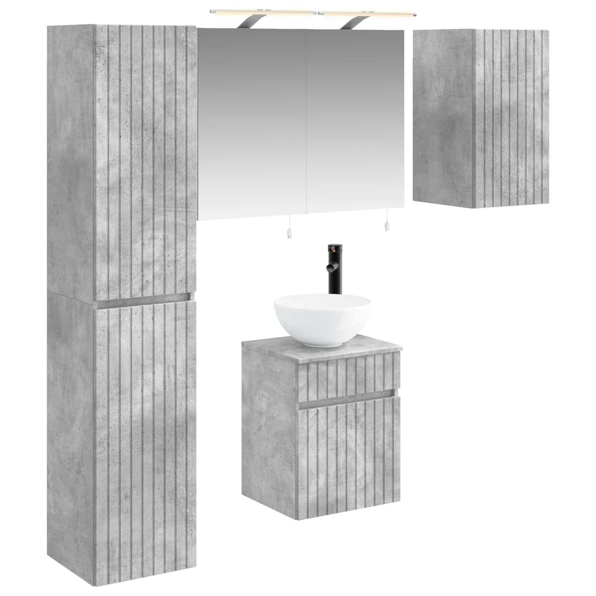 Set di Armadi da Bagno 5 pz Grigio Cemento Legno ingegnerizzato | homemem39