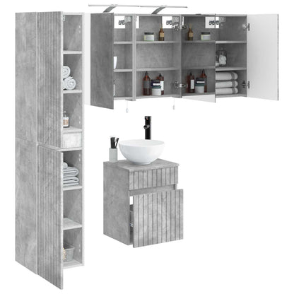 Set di Armadi da Bagno 5 pz Grigio Cemento Legno ingegnerizzato