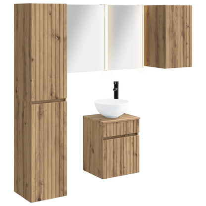 Set di Armadi da Bagno 5 pz Rovere Artigianale
