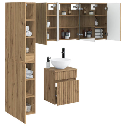 Set di Armadi da Bagno 5 pz Rovere Artigianale