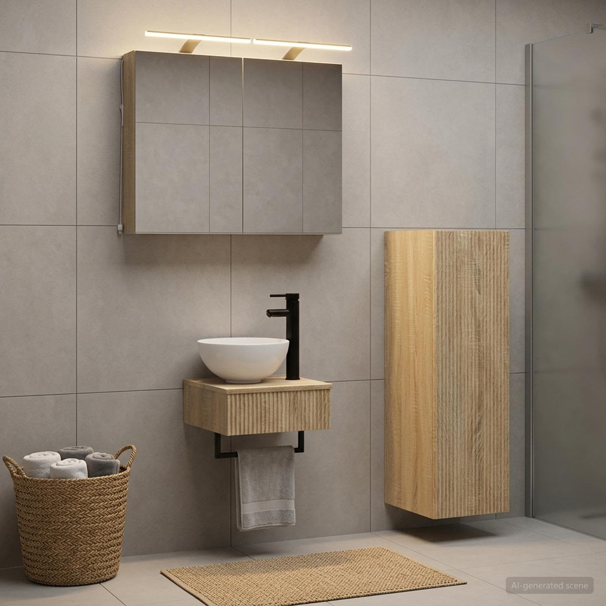 Set di Armadi da Bagno 4 pz Rovere Sonoma Legno ingegnerizzato | homemem39