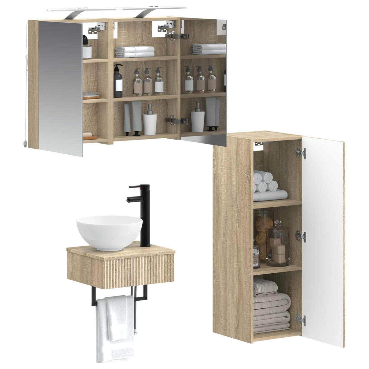 Set di Armadi da Bagno 4 pz Rovere Sonoma Legno ingegnerizzato | homemem39