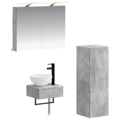 Set di Armadi da Bagno 4 pz Grigio Cemento Legno ingegnerizzato | homemem39
