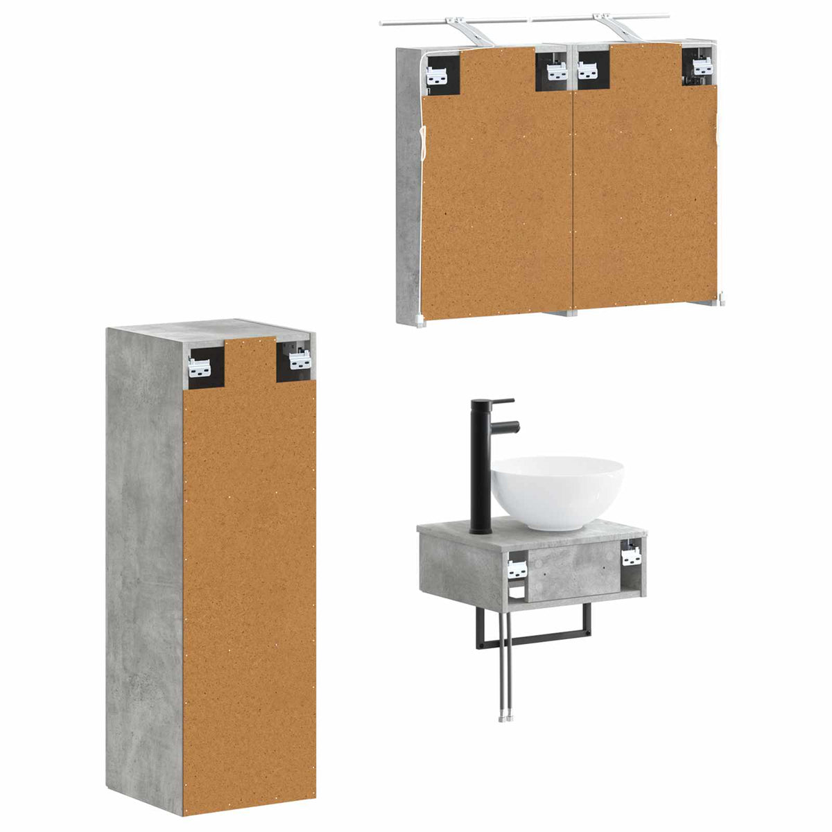 Set di Armadi da Bagno 4 pz Grigio Cemento Legno ingegnerizzato | homemem39