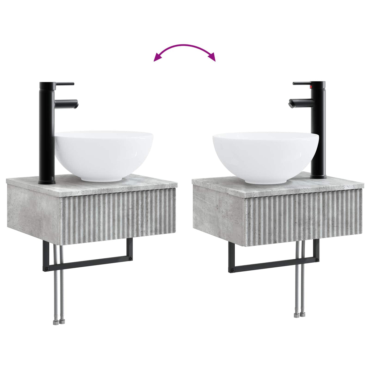 Set di Armadi da Bagno 4 pz Grigio Cemento Legno ingegnerizzato | homemem39