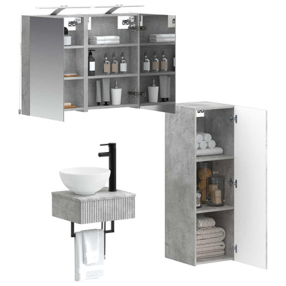 Set di Armadi da Bagno 4 pz Grigio Cemento Legno ingegnerizzato | homemem39