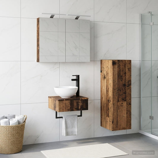 Set di Armadi da Bagno 4 pz Legno antico Legno ingegnerizzato | homemem39