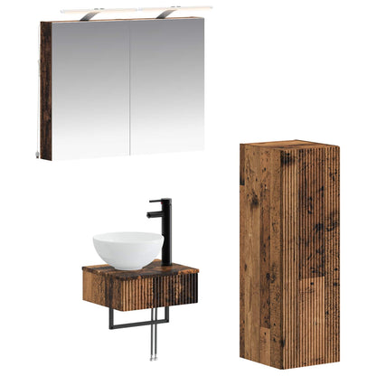Set di Armadi da Bagno 4 pz Legno antico Legno ingegnerizzato | homemem39