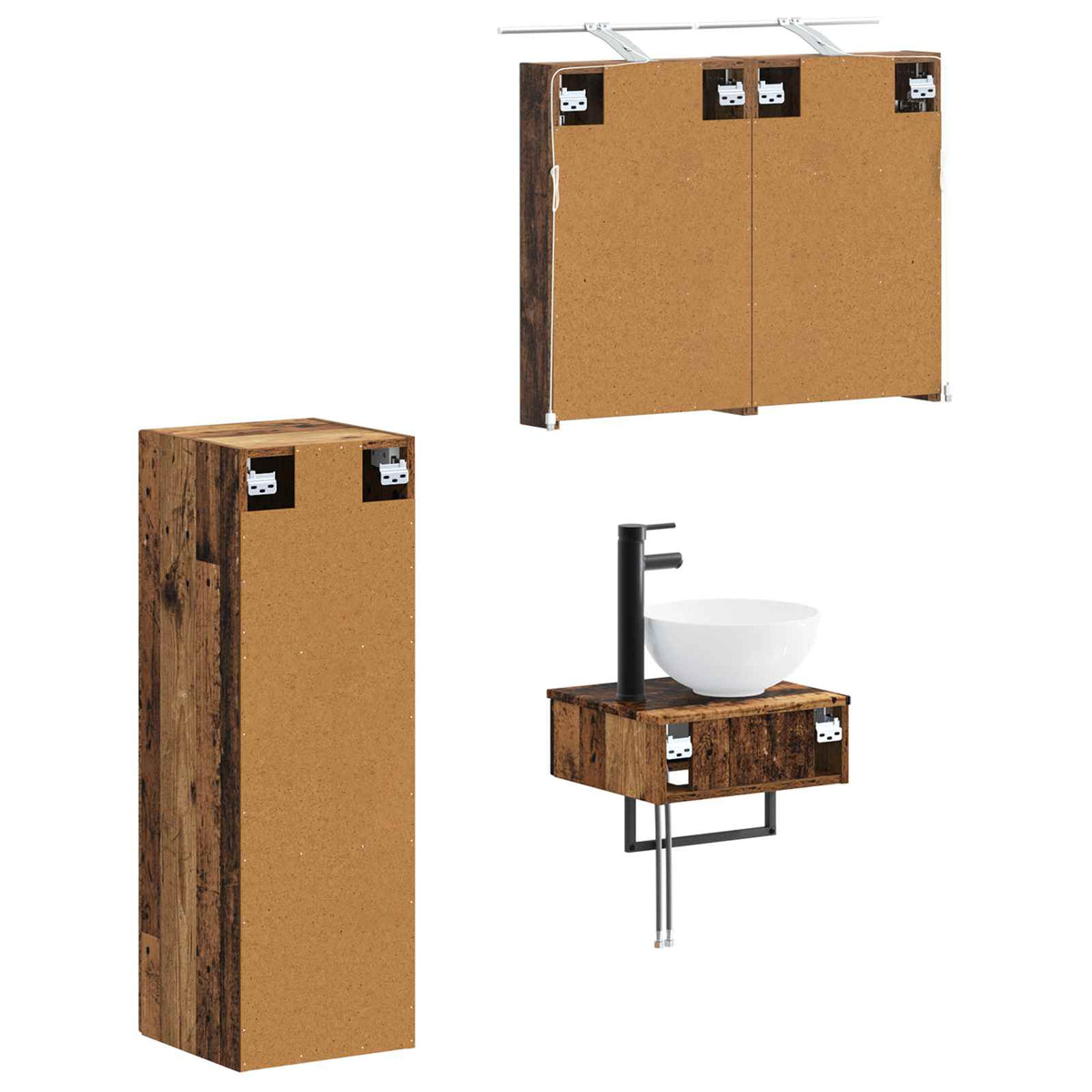 Set di Armadi da Bagno 4 pz Legno antico Legno ingegnerizzato | homemem39