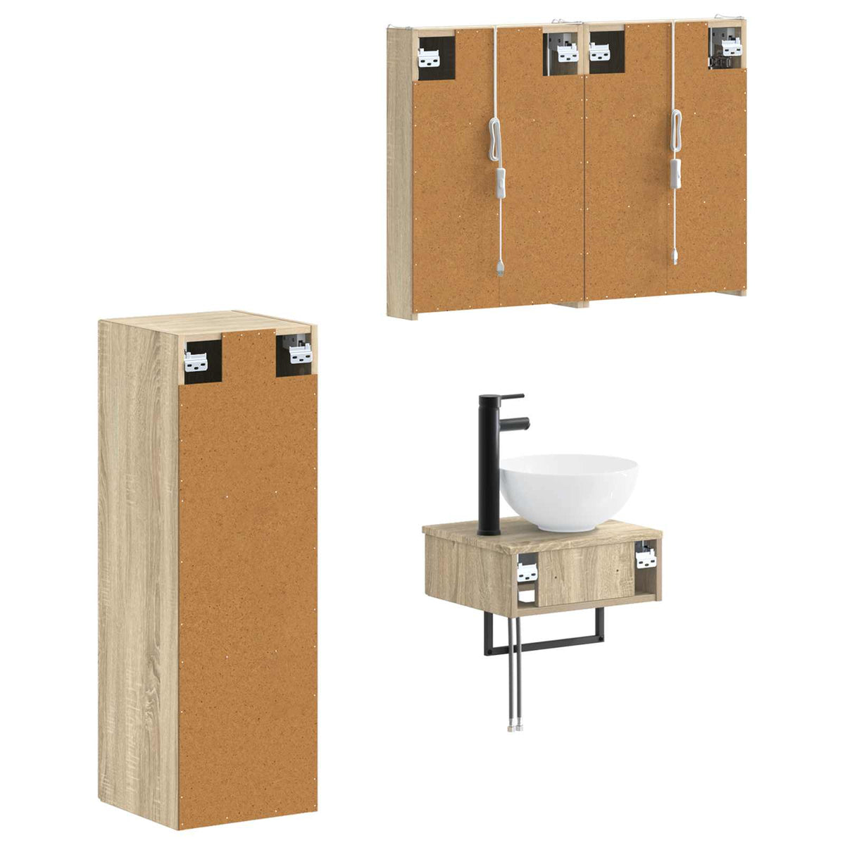 Set di Armadi da Bagno 4 pz Rovere Sonoma Legno ingegnerizzato | homemem39