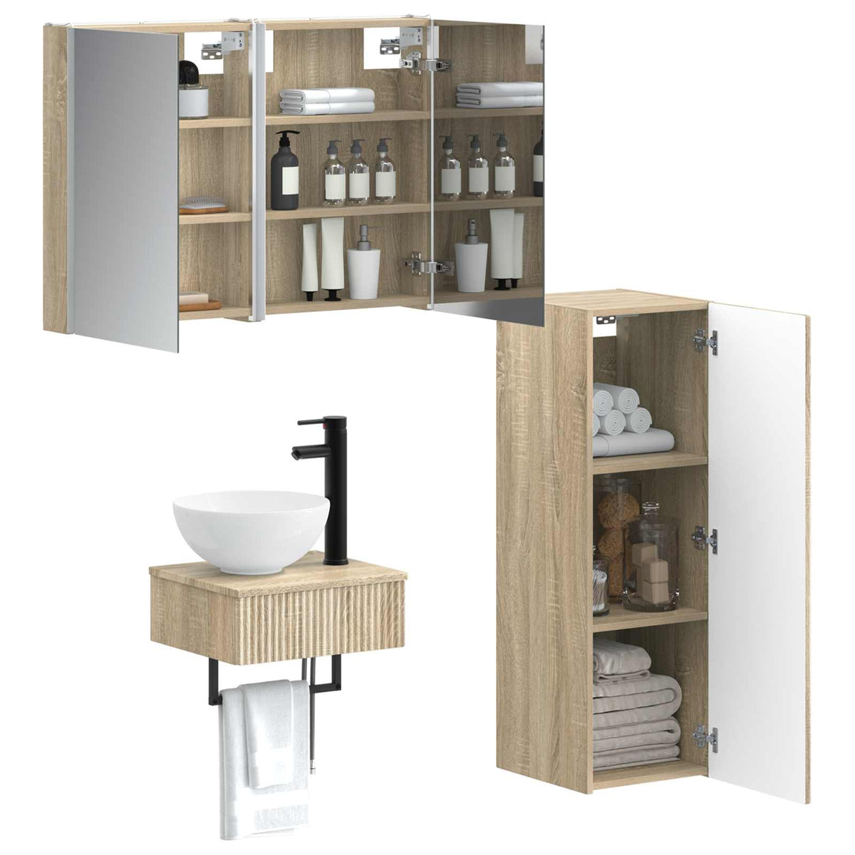 Set di Armadi da Bagno 4 pz Rovere Sonoma Legno ingegnerizzato | homemem39