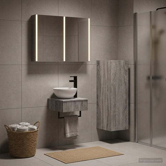 Set di Armadi da Bagno 4 pz Sonoma grigio Legno ingegnerizzato | homemem39