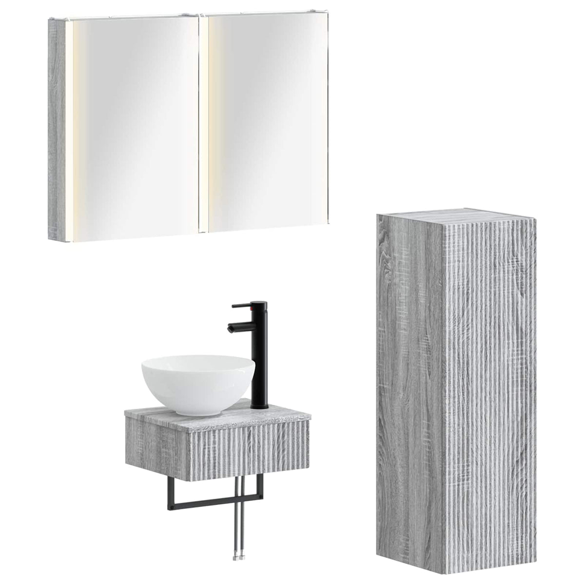 Set di Armadi da Bagno 4 pz Sonoma grigio Legno ingegnerizzato | homemem39
