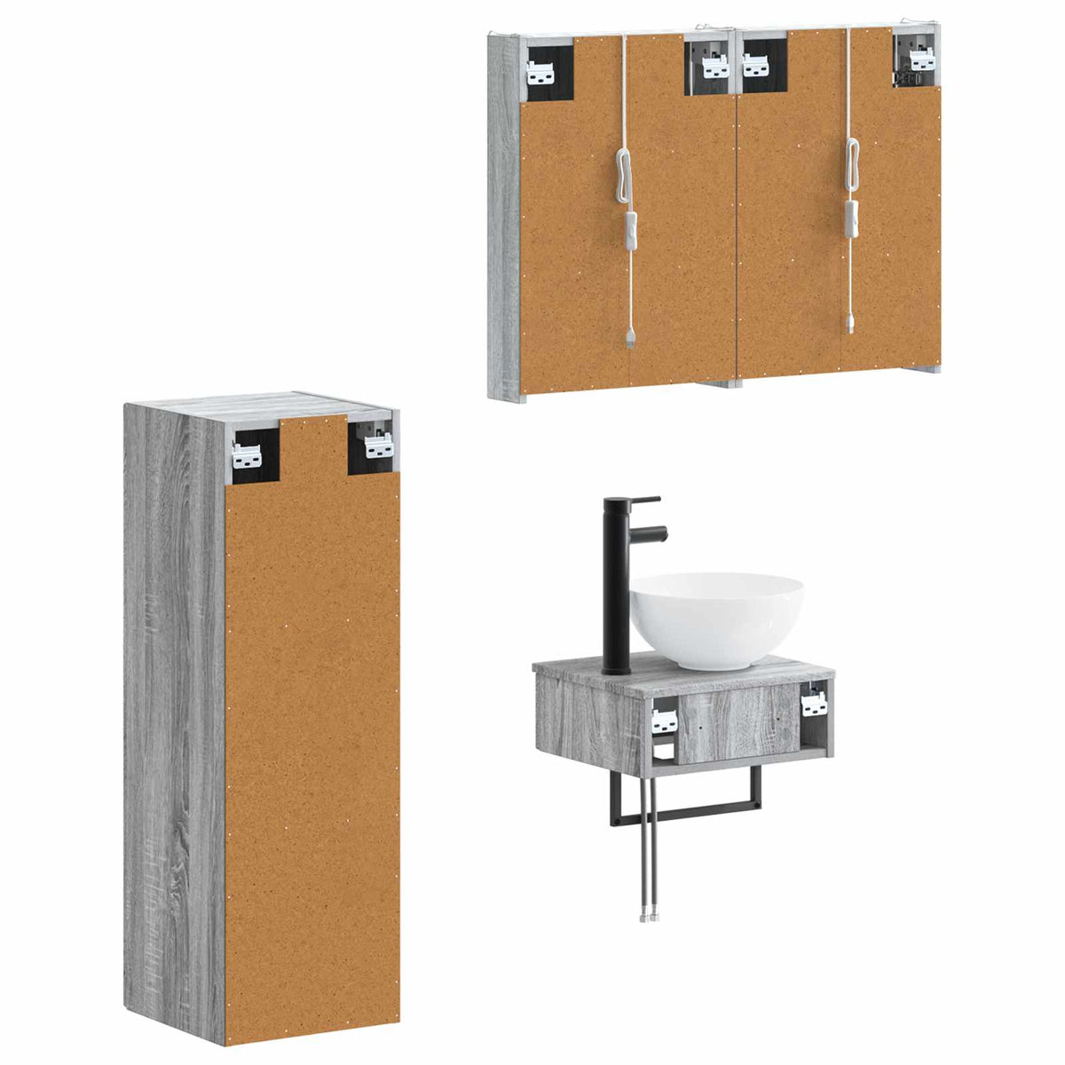 Set di Armadi da Bagno 4 pz Sonoma grigio Legno ingegnerizzato | homemem39