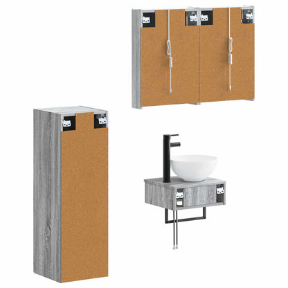 Set di Armadi da Bagno 4 pz Sonoma grigio Legno ingegnerizzato | homemem39