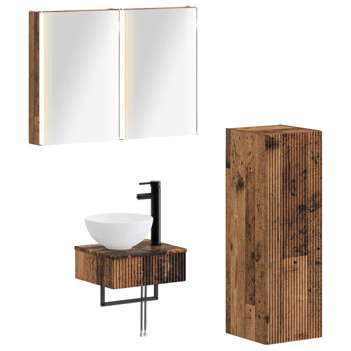 Set di Armadi da Bagno 4 pz Legno antico Legno ingegnerizzato | homemem39