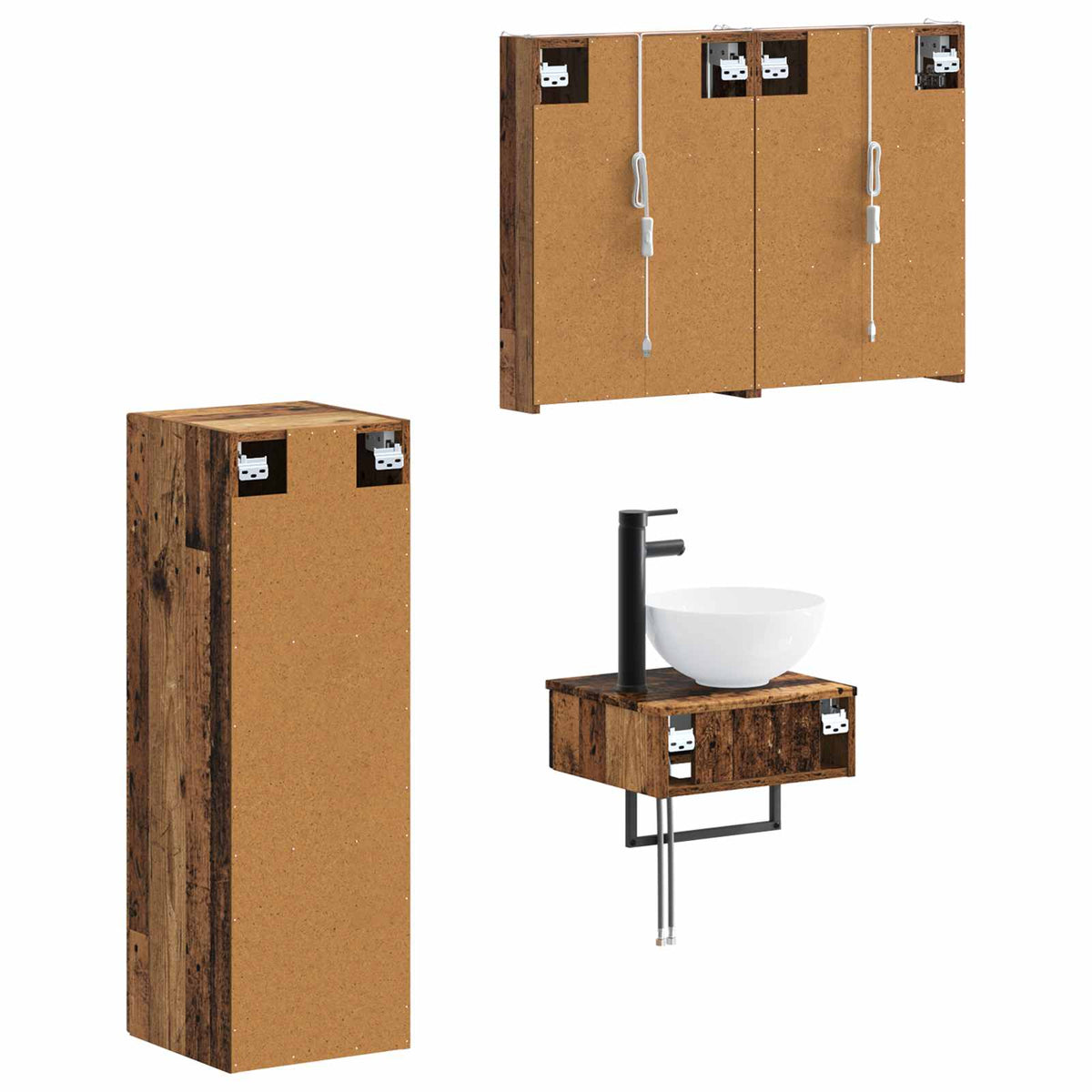 Set di Armadi da Bagno 4 pz Legno antico Legno ingegnerizzato | homemem39