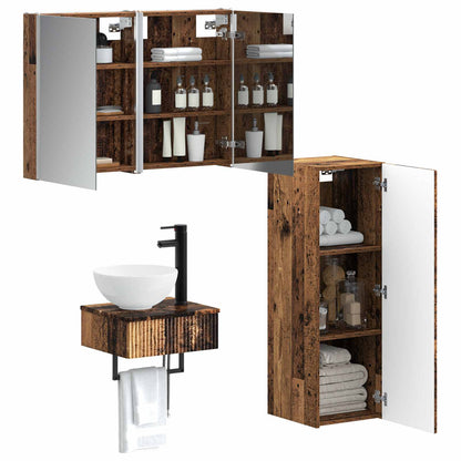 Set di Armadi da Bagno 4 pz Legno antico Legno ingegnerizzato | homemem39