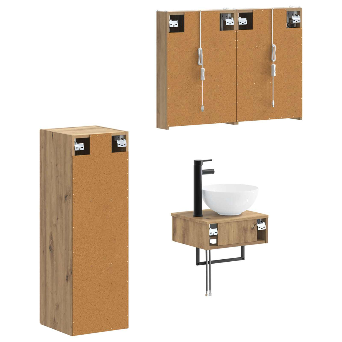 Set di Armadi da Bagno 4 pz Rovere Artigianale | homemem39