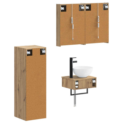 Set di Armadi da Bagno 4 pz Rovere Artigianale | homemem39