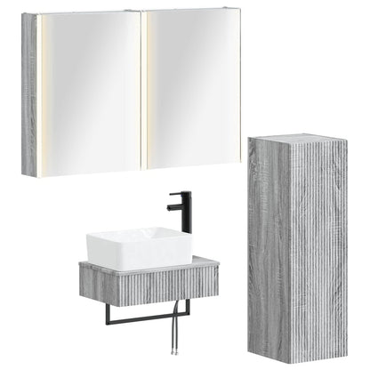 Set di mobili per il bagno 4 pz Sonoma grigio | homemem39