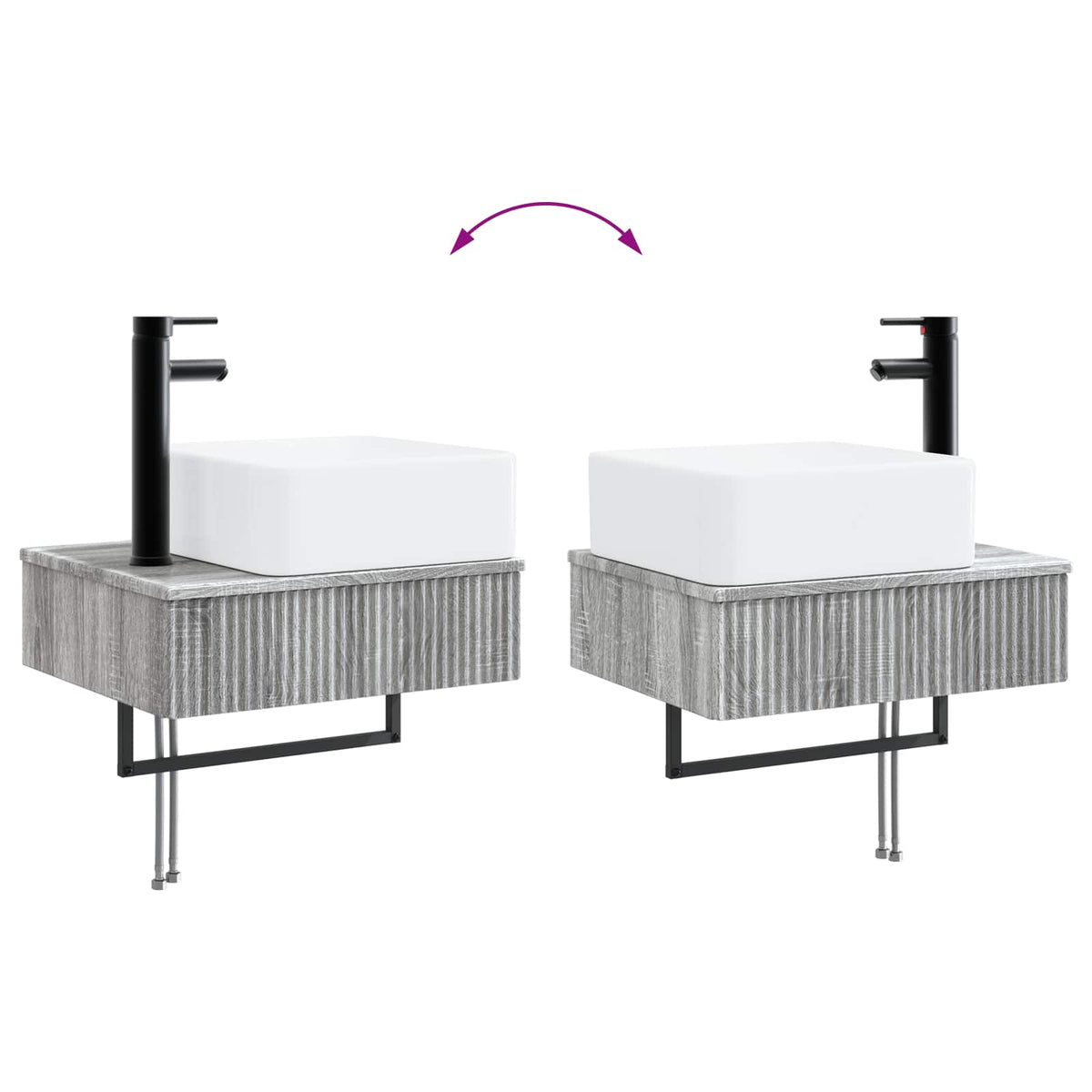 Set di mobili per il bagno 4 pz Sonoma grigio | homemem39