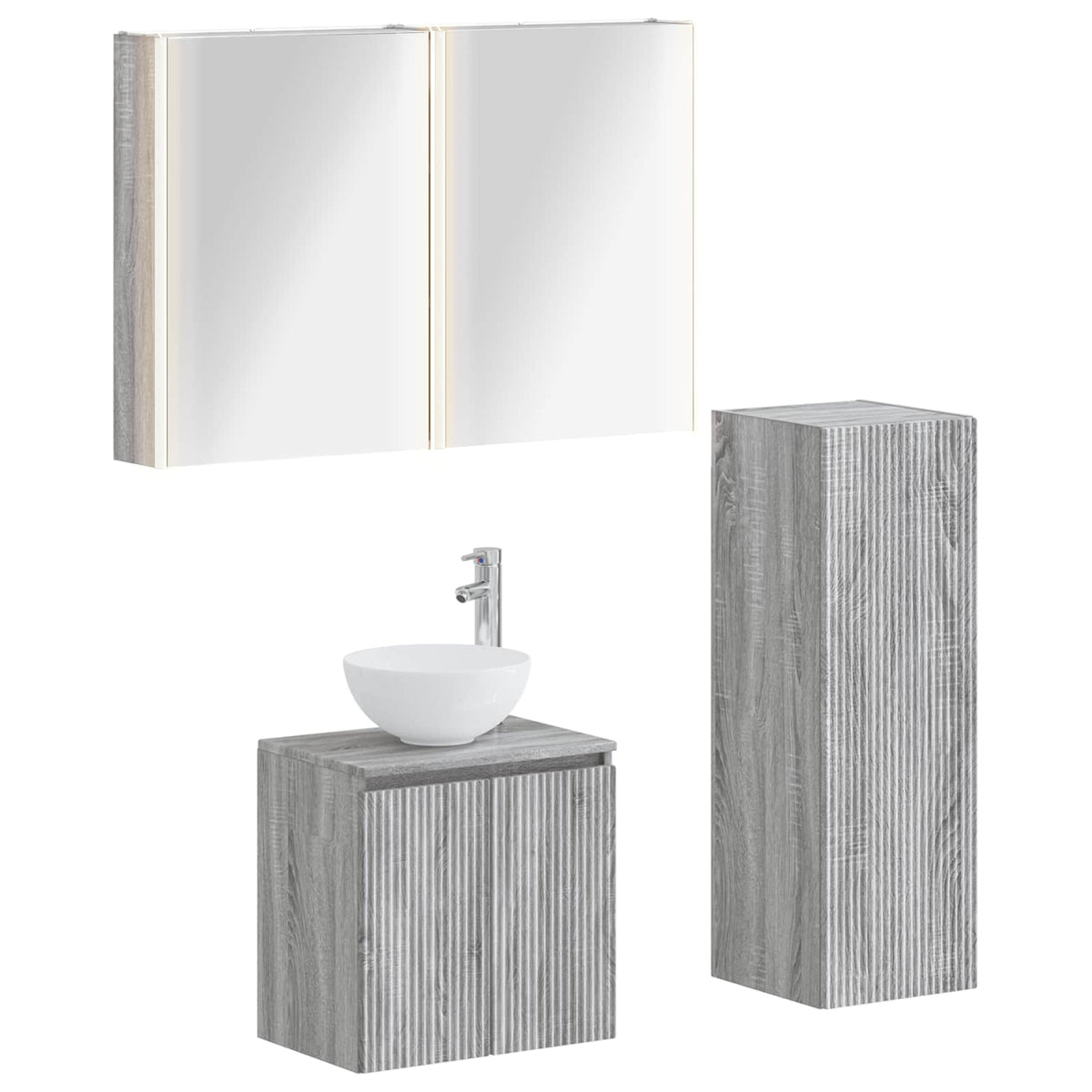 Set di mobili per il bagno 4 pz Sonoma grigio | homemem39