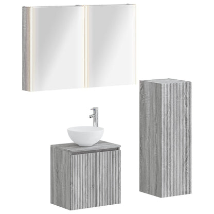 Set di mobili per il bagno 4 pz Sonoma grigio | homemem39