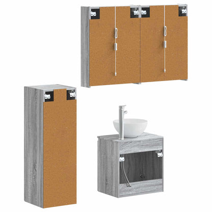 Set di mobili per il bagno 4 pz Sonoma grigio | homemem39