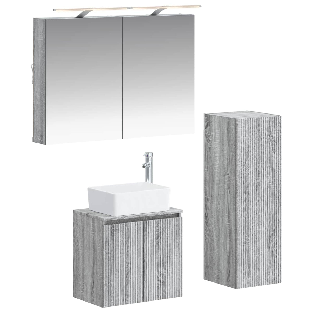 Set di mobili per il bagno 4 pz Sonoma grigio | homemem39