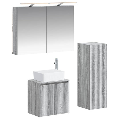 Set di mobili per il bagno 4 pz Sonoma grigio | homemem39
