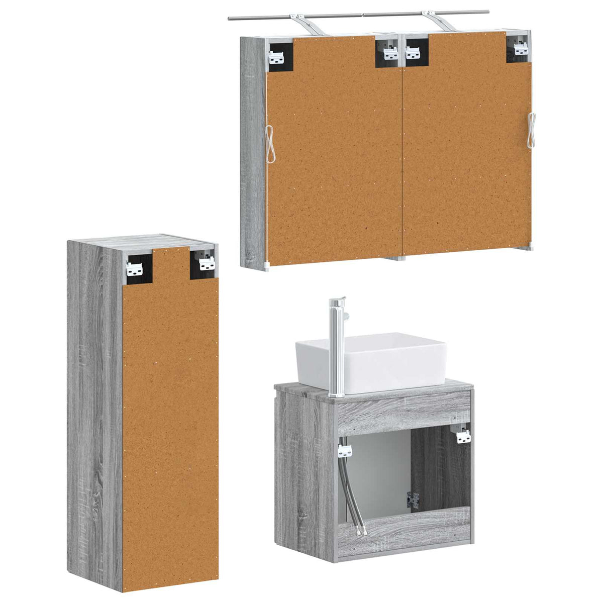 Set di mobili per il bagno 4 pz Sonoma grigio | homemem39