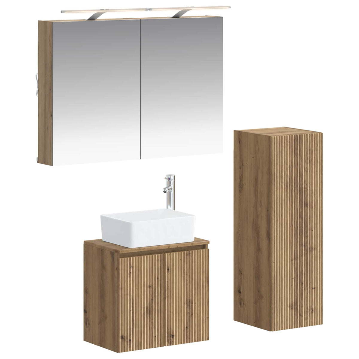 Set di mobili per il bagno 4 pz Rovere Artigianale | homemem39