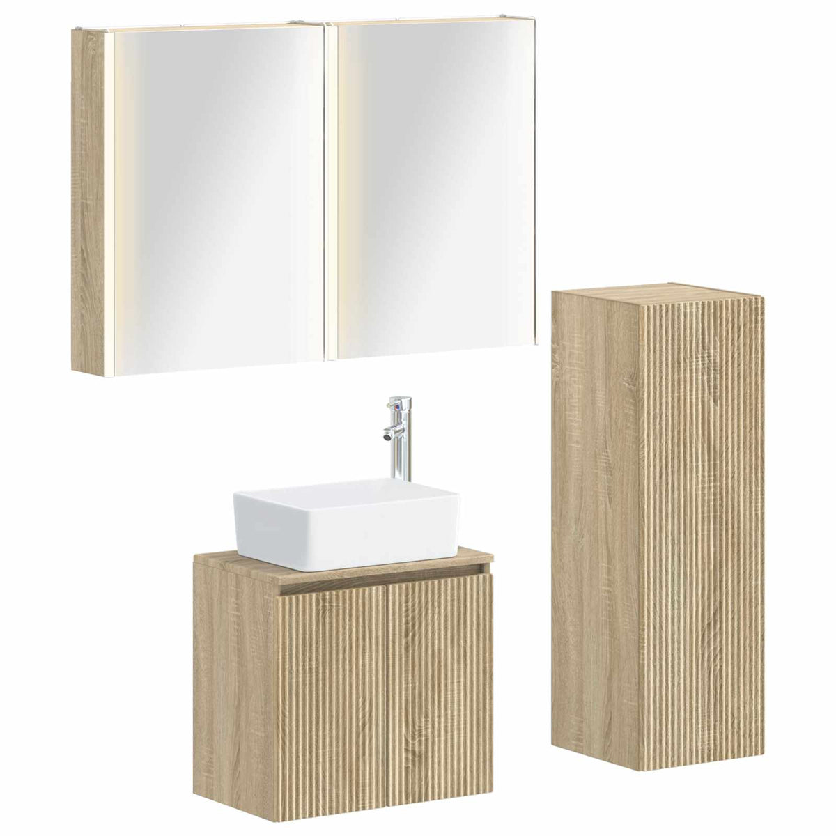 Set di mobili per il bagno 4 pz Rovere Sonoma