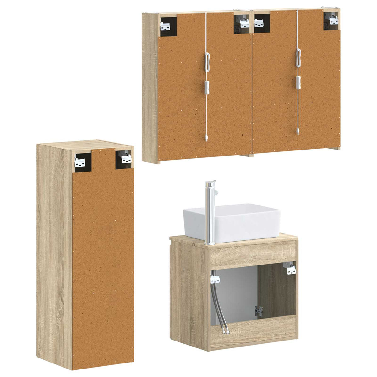 Set di mobili per il bagno 4 pz Rovere Sonoma | homemem39