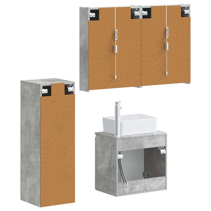 Set di mobili per il bagno 4 pz Grigio Cemento | homemem39