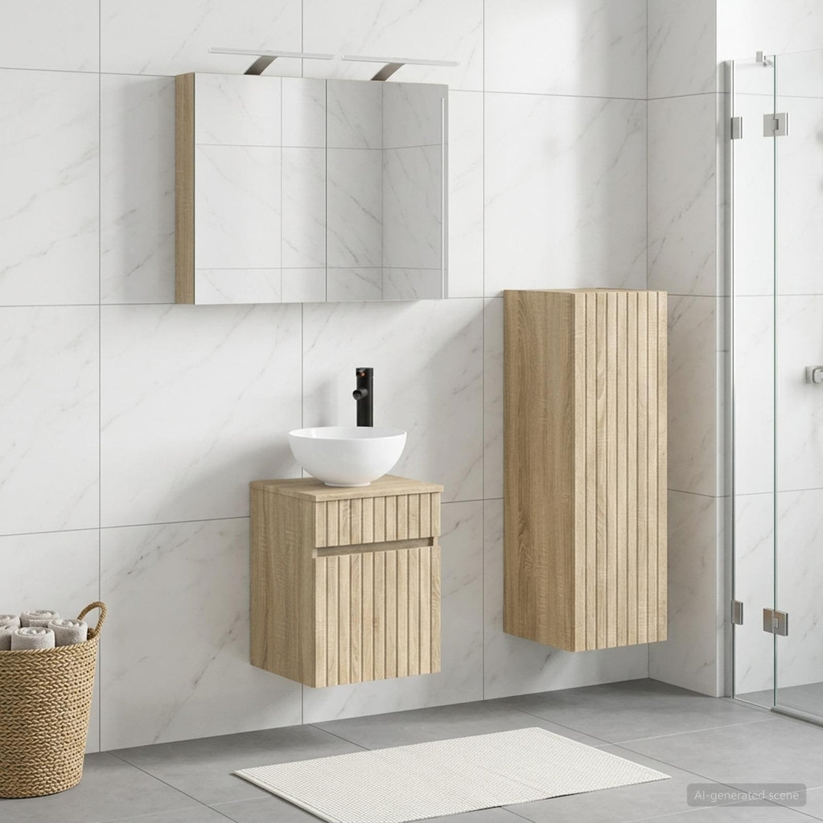 Set di mobili per il bagno 4 pz Rovere Sonoma | homemem39