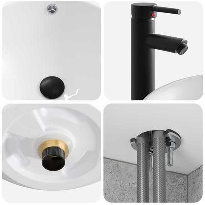 Set di mobili per il bagno 4 pz Grigio Cemento | homemem39