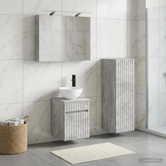 Set di mobili per il bagno 4 pz Grigio Cemento